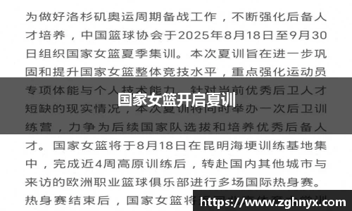 意昂体育：国家女篮开启夏训